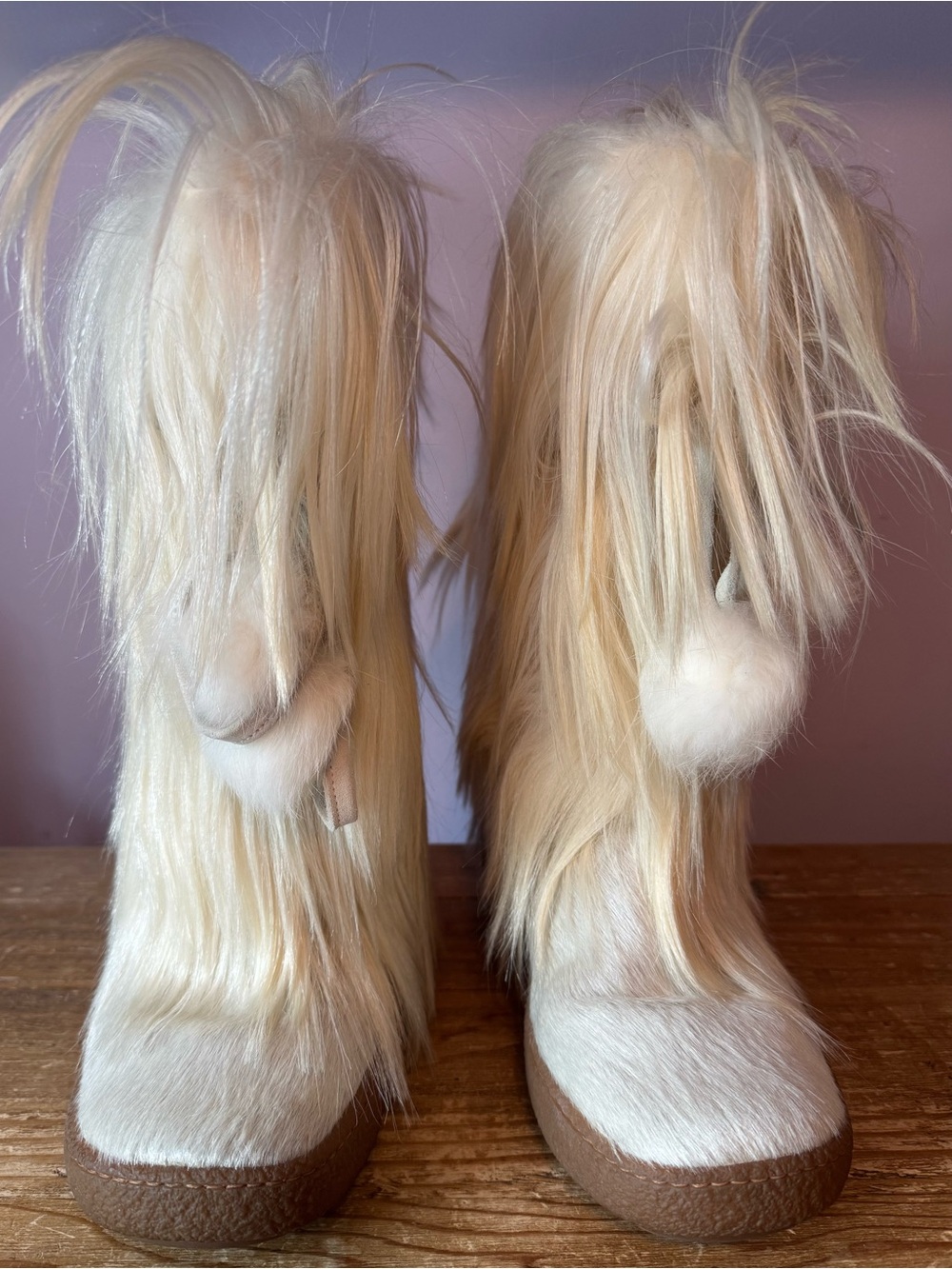 Pajar Goat Fur Winter Boots - Cream US7 EU38